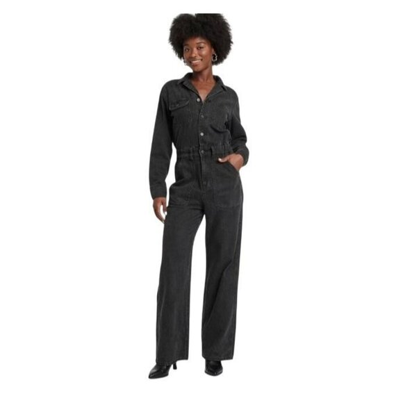 Universal Thread Pants - NEW Universal Thread Women's Utility Jumpsuit 10 Black Denim Long Sleeve 1674